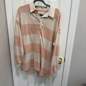 Aerie Pink and Cream Striped Shirt
